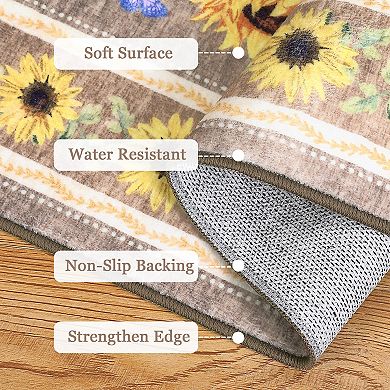 Sunflowers Area Rugs,Boho Floral Botanical Yellow Rug Soft Non-Slip Thin Carpet Modern Abstract Rugs