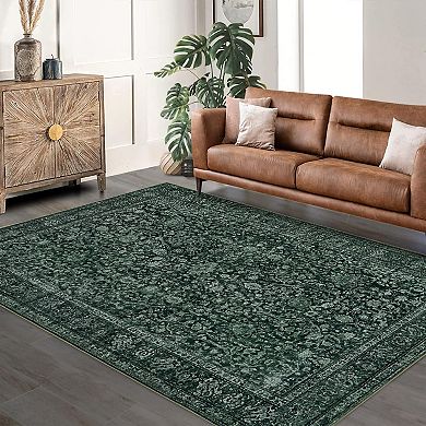 ANIXOL Vintage Washable Faux Wool Area Rug