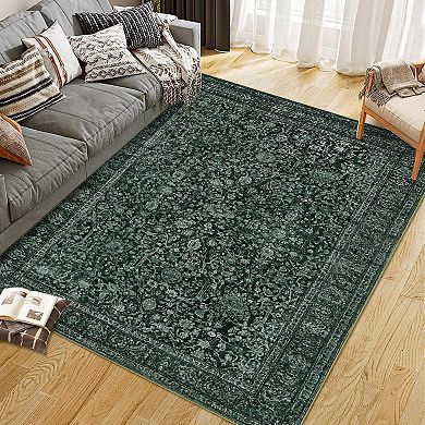 ANIXOL Vintage Washable Faux Wool Area Rug