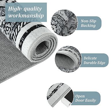 ANIXOL Vintage Washable Floral Area Rug