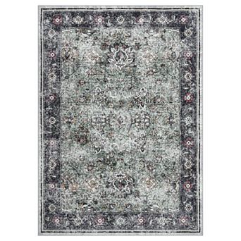ANIXOL Vintage Washable Floral Area Rug