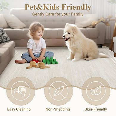 ANIXOL Washable Scalloped Area Rug