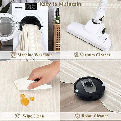 ANIXOL Washable Scalloped Area Rug