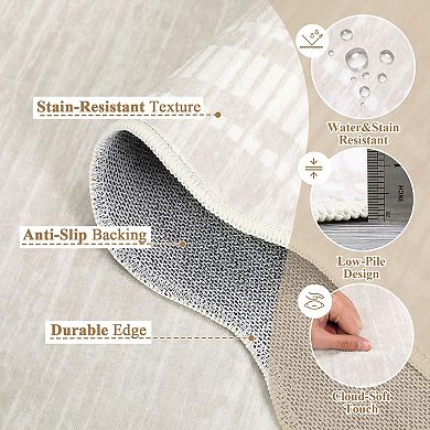 ANIXOL Washable Scalloped Area Rug