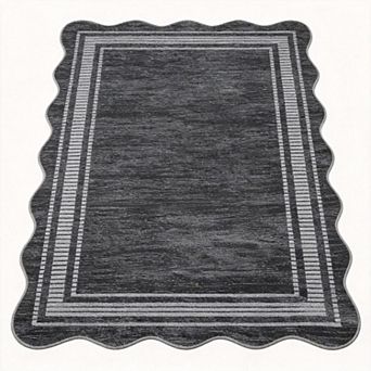 ANIXOL Washable Scalloped Area Rug