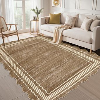 ANIXOL Washable Scalloped Area Rug