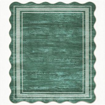 ANIXOL Washable Scalloped Area Rug