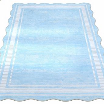 ANIXOL Washable Scalloped Area Rug