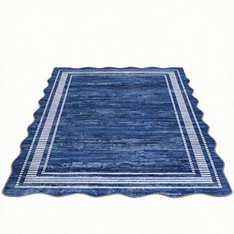 ANIXOL Washable Scalloped Area Rug