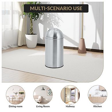 Heavy Duty Commercial/Kitchen Trash Can, 50L Fingerprint-Proof, Stainless Steel Garbage Can