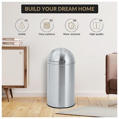 Heavy Duty Commercial/Kitchen Trash Can, 50L Fingerprint-Proof, Stainless Steel Garbage Can