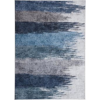Distressed Washable Rug, Soft Low-Pile with Rubber Backing for Bedroom Living Room Office