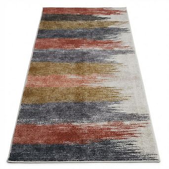 Distressed Washable Rug, Soft Low-Pile with Rubber Backing for Bedroom Living Room Office