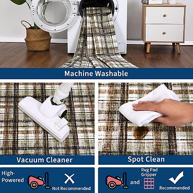ANIXOL Washable Non-Slip Tartan Area Rug