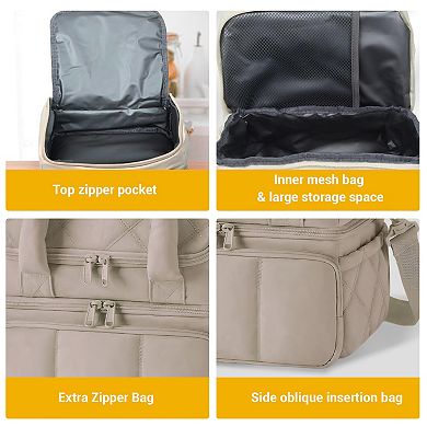 Double Decker Lunch Bag, Insulated Lunch Bag for Work, Leakproof Waterproof, Zipper Closure