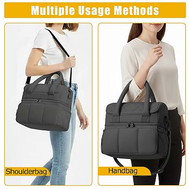 Double Decker Lunch Bag, Insulated Lunch Bag for Work, Leakproof Waterproof, Zipper Closure