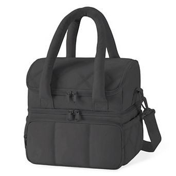 Double Decker Lunch Bag, Insulated Lunch Bag for Work, Leakproof Waterproof, Zipper Closure