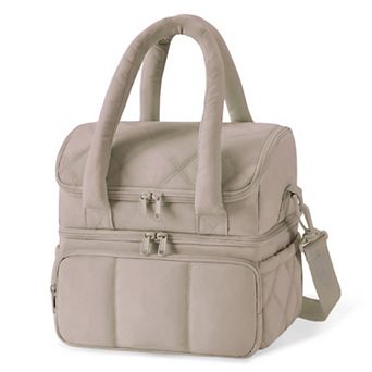 Double Decker Lunch Bag, Insulated Lunch Bag for Work, Leakproof Waterproof, Zipper Closure