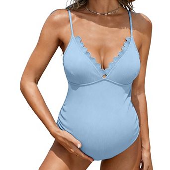 Maternity 1 pc Swimsuit V Neck Adjustable Spaghetti Strap Bathing Suit for Pregnancy