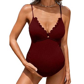 Maternity 1 pc Swimsuit V Neck Adjustable Spaghetti Strap Bathing Suit for Pregnancy