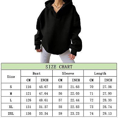 Womens Hoodies Oversized V Neck Sweatshirts Long Sleeve Pullover