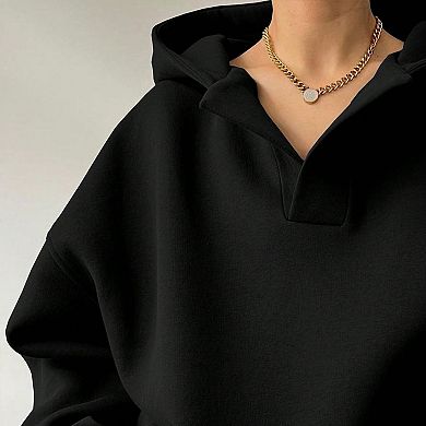 Womens Hoodies Oversized V Neck Sweatshirts Long Sleeve Pullover