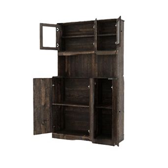 Farmhouse Kitchen Pantry Cabinet Hutch with Shelves and Doors