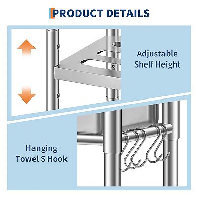 Freestanding Stainless Steel Utility Sink with Hot/Cold Faucet, Storage Shelf & Adjustable Legs