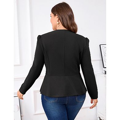 Women Plus Size Casual Blazer Long Sleeve Work Office Cardigan Jackets
