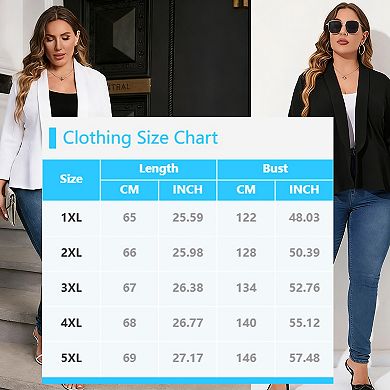 Women Plus Size Casual Blazer Open Front Long Sleeve Work Office Cardigan Jackets