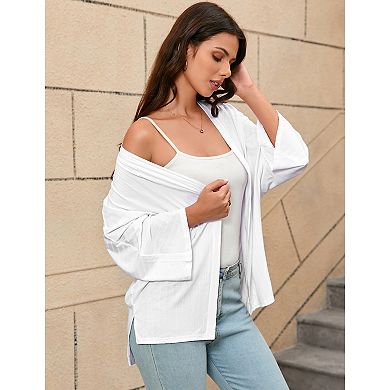 Women's Lightweight Cardigans Batwing Long Sleeve Drape Open Front Casual Loose Cardigan Sweaters