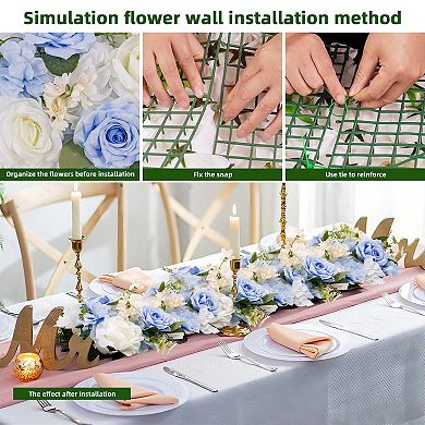 6Pcs Artificial Flower Garland,Realistic Flower Vines for Wedding Arch Decor,Faux Silk Floral Runner