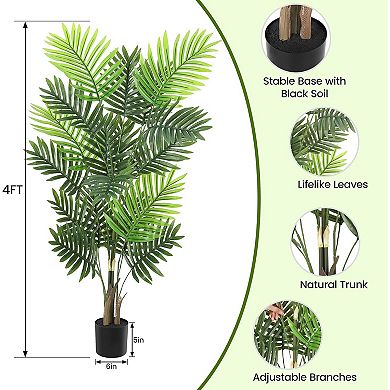 Artificial Palm Tree, Fake Palm Trees with Planter, Faux Palm Plants for Home Office Decor