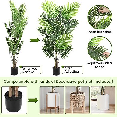 Artificial Palm Tree, Fake Palm Trees with Planter, Faux Palm Plants for Home Office Decor