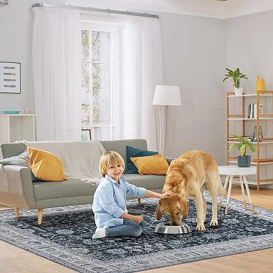 ANIXOL Vintage Floral Washable Area Rug