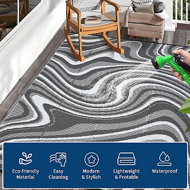 Large Modern Outdoor Rug, Outdoor Patio Rugs Waterproof Reversible Plastic Straw Camping Rug