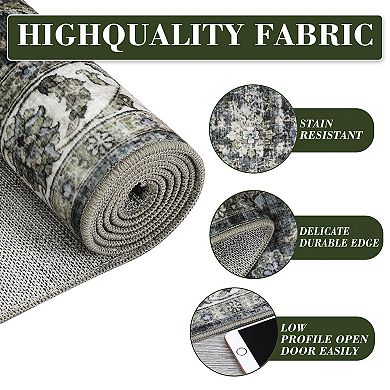 ANIXOL Vintage Washable Floral Area Rug