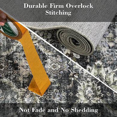 ANIXOL Vintage Washable Floral Area Rug