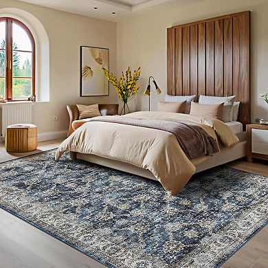 ANIXOL Vintage Washable Floral Area Rug