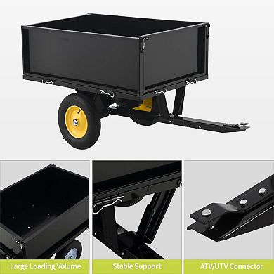 ATV Trailer, 11.4 Cu.Ft. Garden Utility Trailers with Removable Tailgate/Easy Foot-Lever Dumping