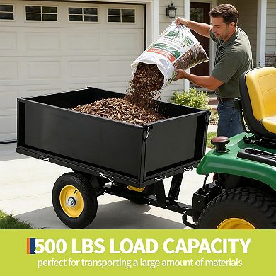 ATV Trailer, 11.4 Cu.Ft. Garden Utility Trailers with Removable Tailgate/Easy Foot-Lever Dumping