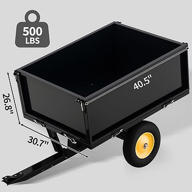 ATV Trailer, 11.4 Cu.Ft. Garden Utility Trailers with Removable Tailgate/Easy Foot-Lever Dumping