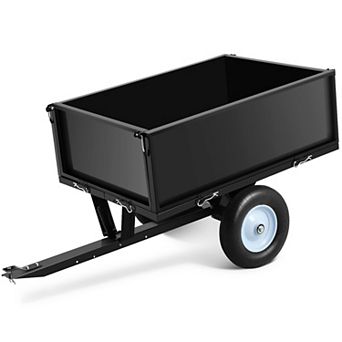 ATV Trailer, 11.4 Cu.Ft. Garden Utility Trailers with Removable Tailgate/Easy Foot-Lever Dumping