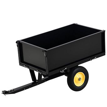 ATV Trailer, 11.4 Cu.Ft. Garden Utility Trailers with Removable Tailgate/Easy Foot-Lever Dumping