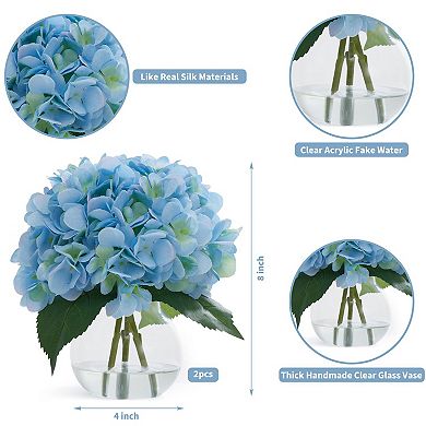 ANIXOL Hydrangea Flowers in Glass Vases 2-Pack