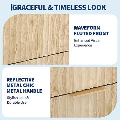 Fluted Night Stand with 3 Drawer Dresser, Storage Nightstand Modern Side Table for Living Room