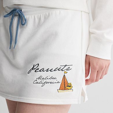 Juniors' Peanuts Coastal Terry Drawstring Skort
