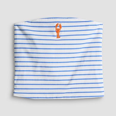 Juniors' Nautical Stripe Embroidered Lobster Tube Top