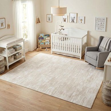 Area Rugs Modern Solid Washable Rug for Bedroom Non Slip Non Shedding Neutral Carpet