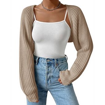 Women's Bolero Shrug Sweater Croped Cardigan Sweater Open Front Knit